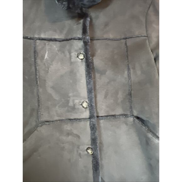 Jones New York Coat Women’s Medium Black Faux Suede & Faux Fur Trim Jacket - Picture 4 of 14